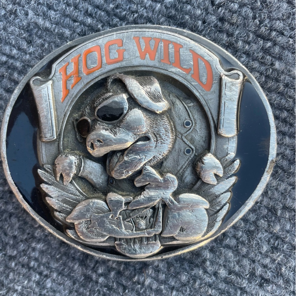 90s Vintage Harley Davidson Hog Belt Buckle Made in USA